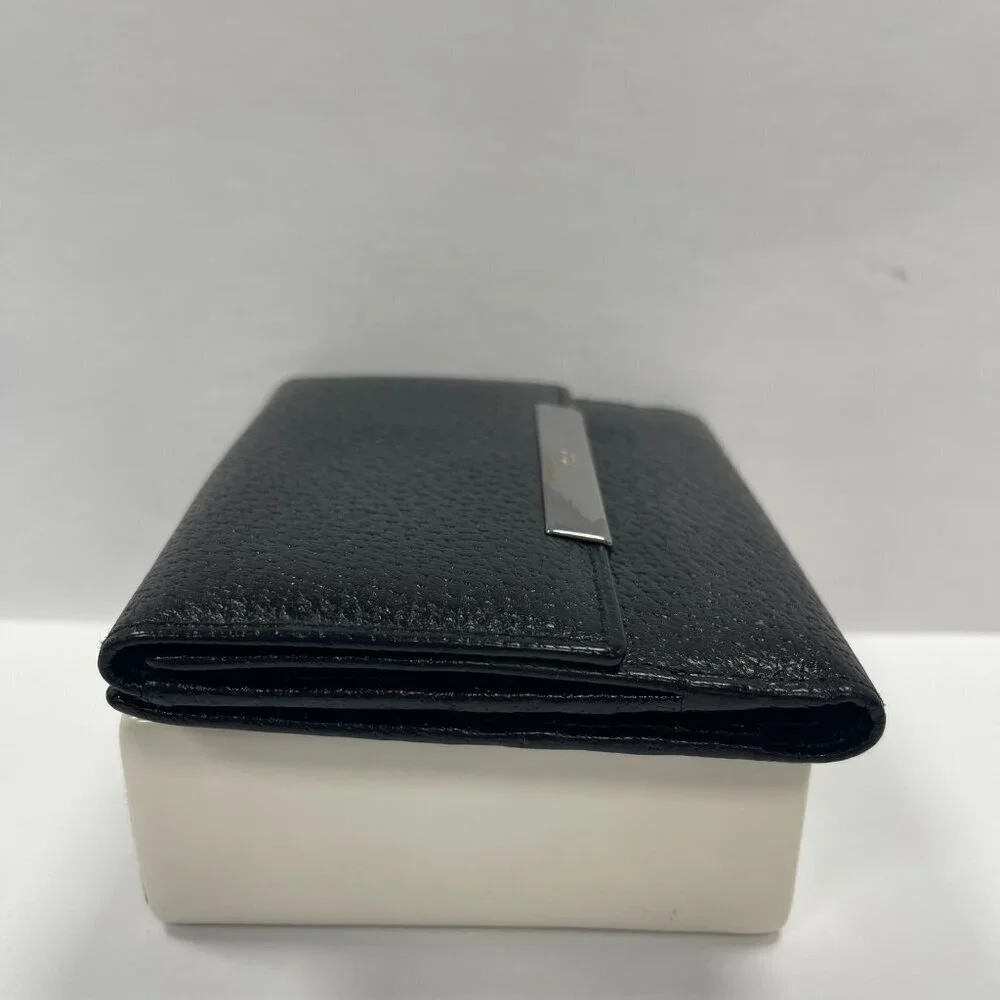 Gucci Black Leather Compact Wallet w/ Silver-tone Hardware - Preowned
